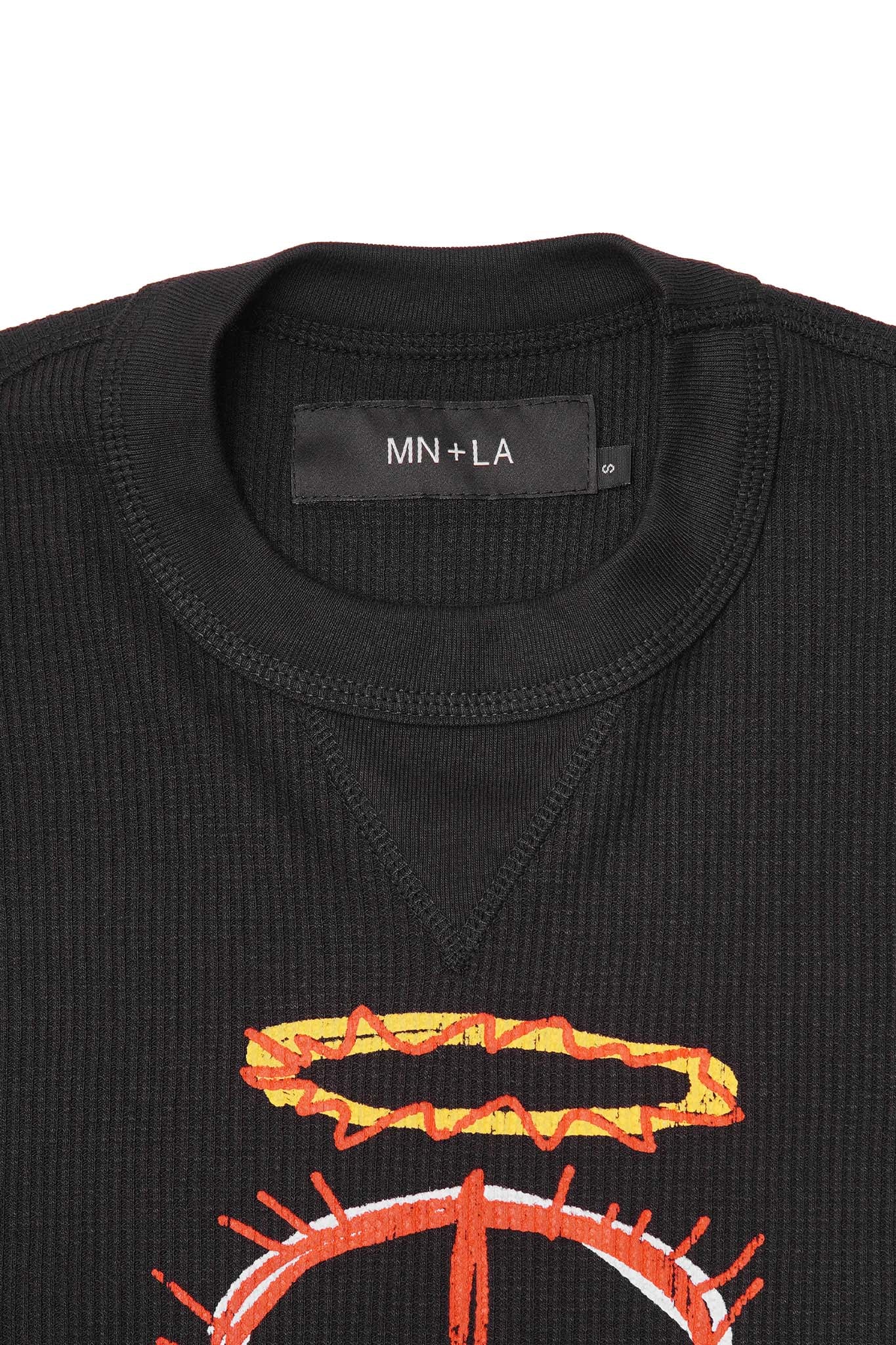 "PEACE THROUGH CHAOS" WAFFLE TEE IN ANTHRACITE