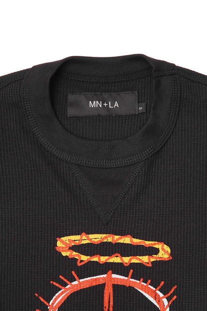 "PEACE THROUGH CHAOS" WAFFLE TEE IN ANTHRACITE