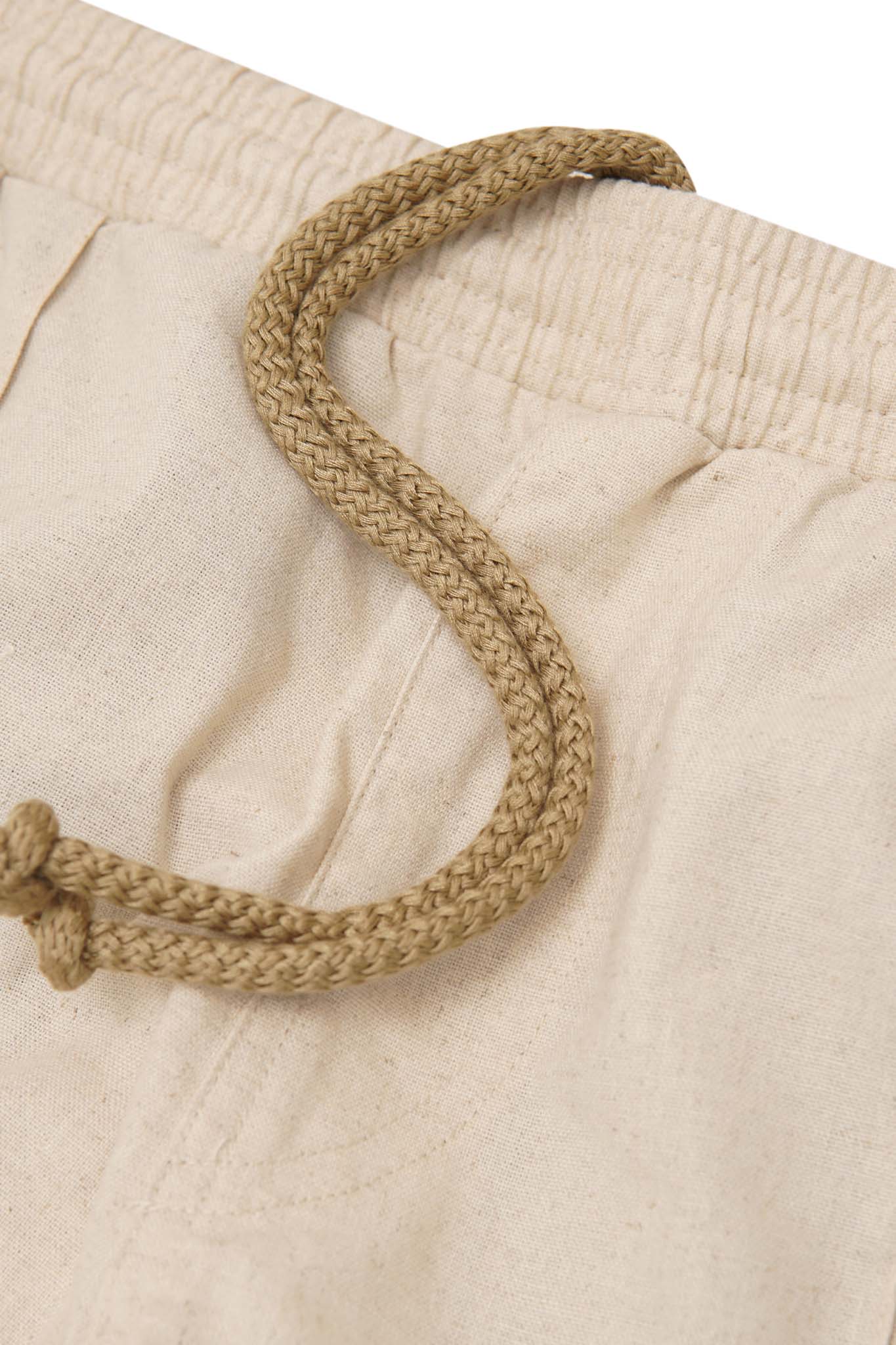 LINEN PLEATED WIDE PANTS IN OAT/OLIVE