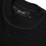 NEEDLEWORK MOCK NECK TEE IN MIDNIGHT
