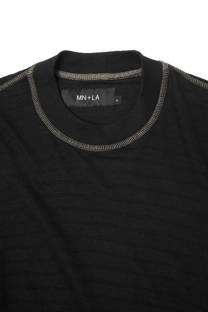 INCA PIQUE MOCK NECK TEE IN CAVIAR