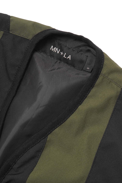 NEEDLEWORK VEST IN OLIVE/ANTHRACITE