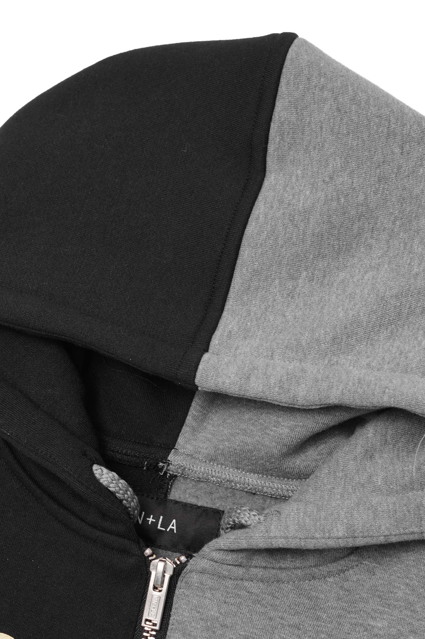 MN+LA™ SPLIT HOODIE IN ANTHRACITE/HEATHER GREY