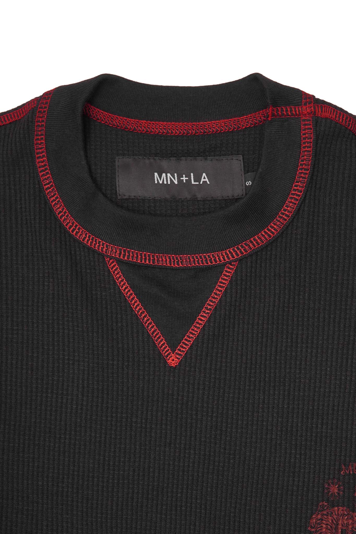 "FCF" WAFFLE TEE IN ANTHRACITE/CRIMSON