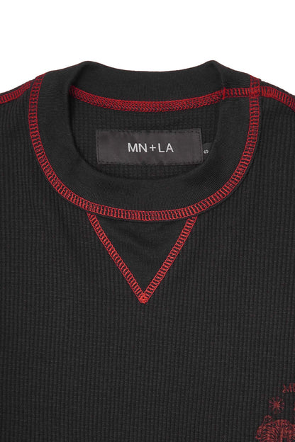 "FCF" WAFFLE TEE IN ANTHRACITE/CRIMSON