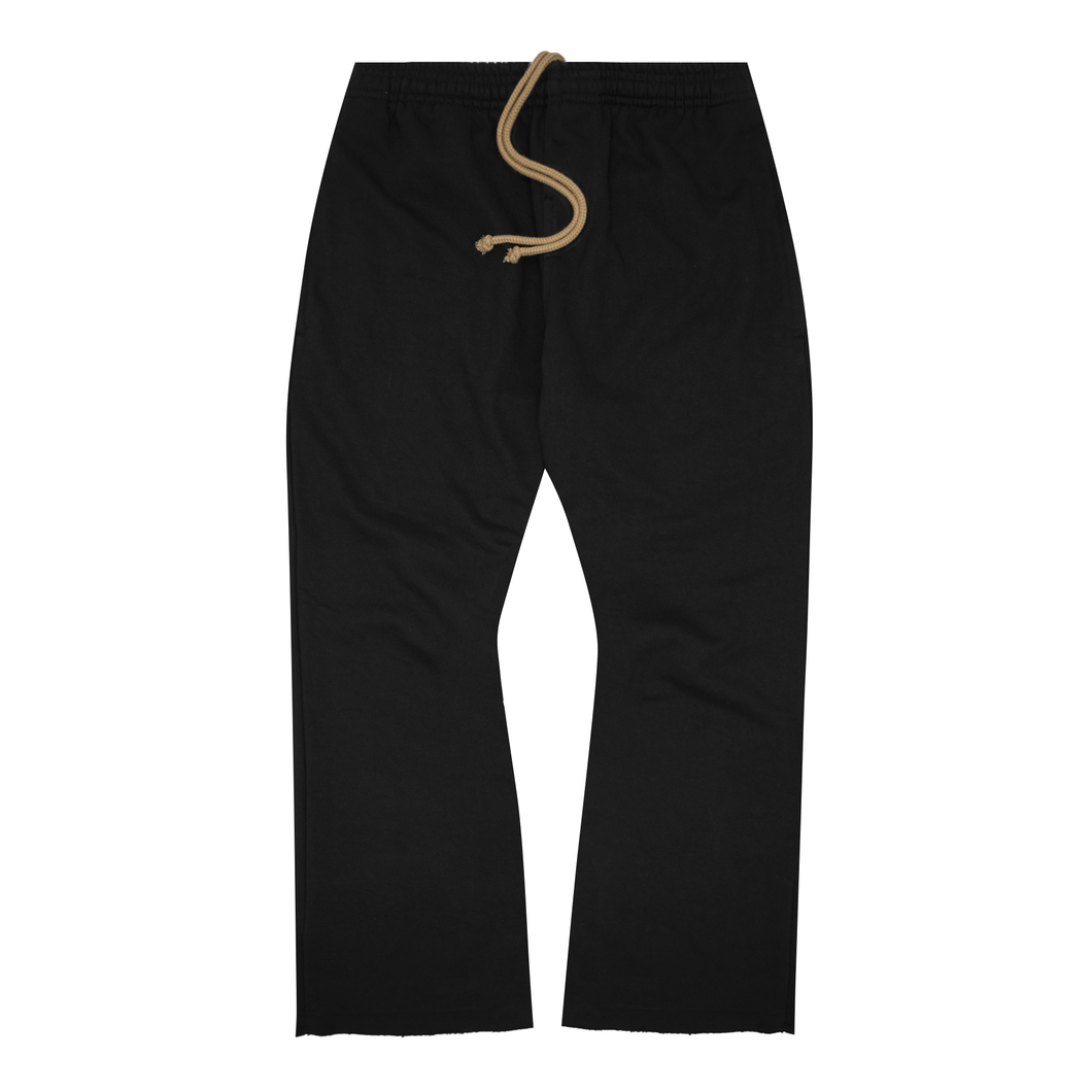 FRENCH TERRY RAW FINISH BOOTCUT PANTS IN CAVIAR
