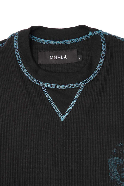 "FCF" WAFFLE TEE IN ANTHRACITE/JADE
