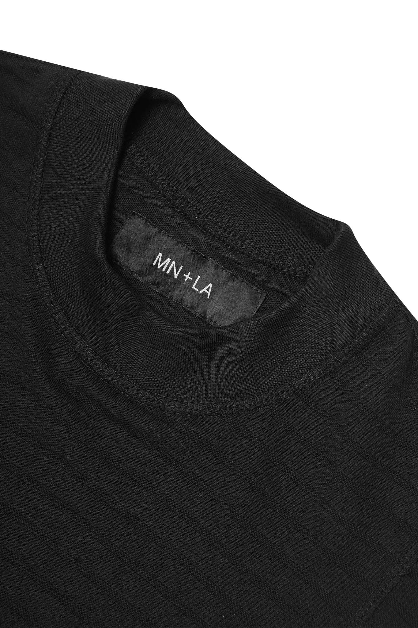 NEEDLEWORK MOCK NECK TEE IN TAIGA
