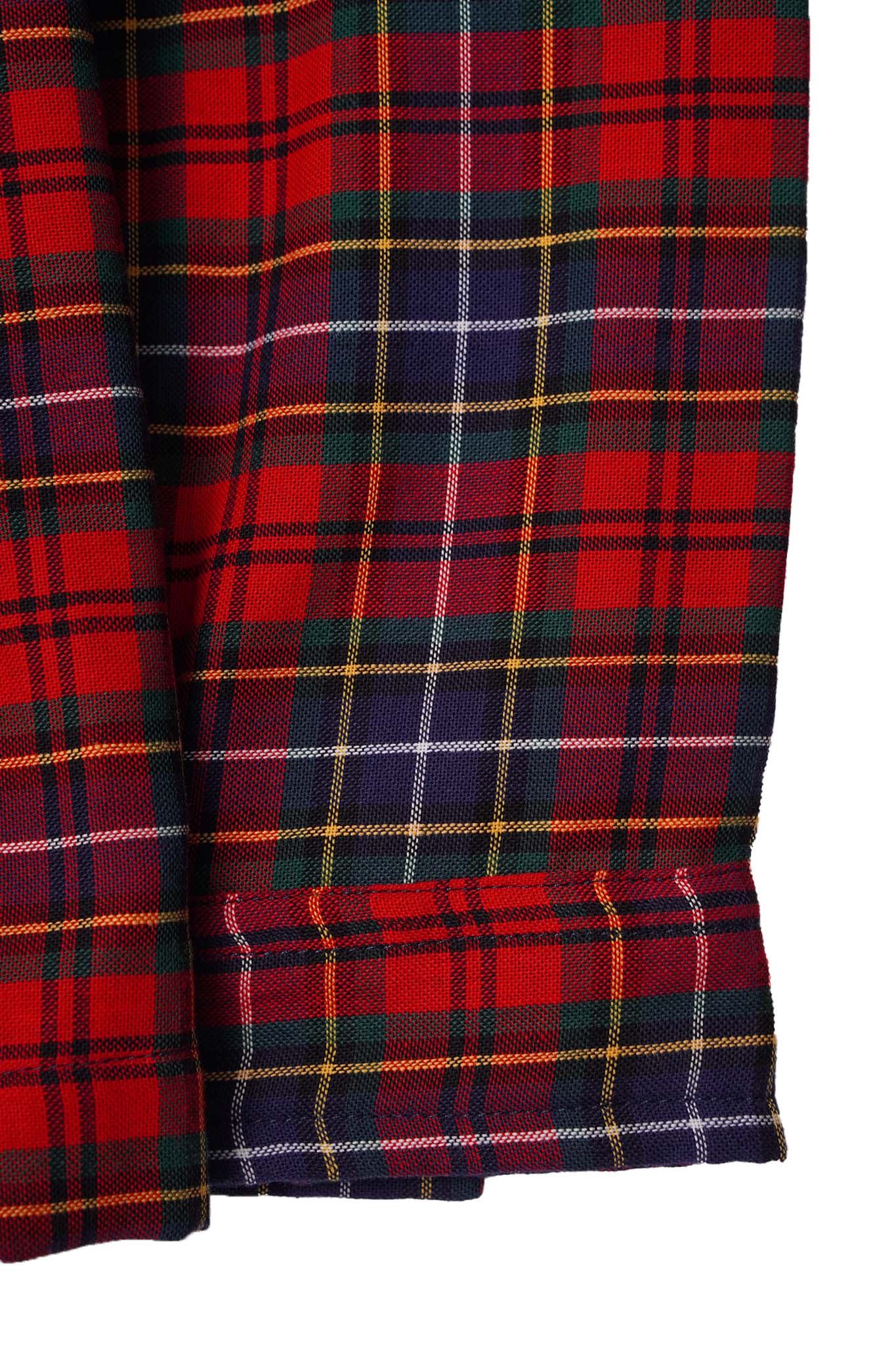 MANDARIN L/S SHIRT IN CRIMSON NAVY PLAID