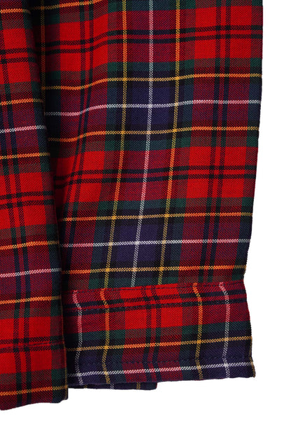 MANDARIN L/S SHIRT IN CRIMSON NAVY PLAID