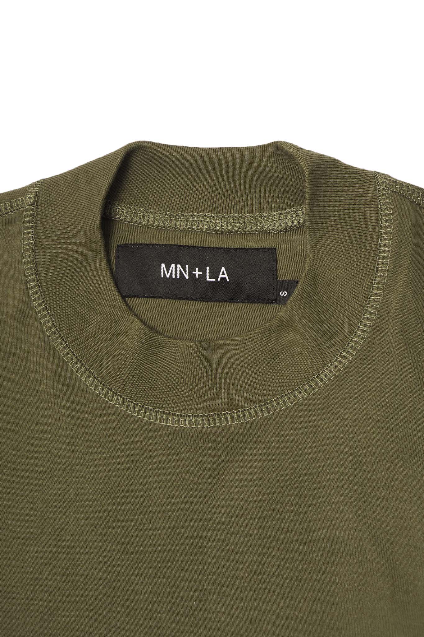 "CROP CIRCLES" MOCK NECK TEE IN OLIVE