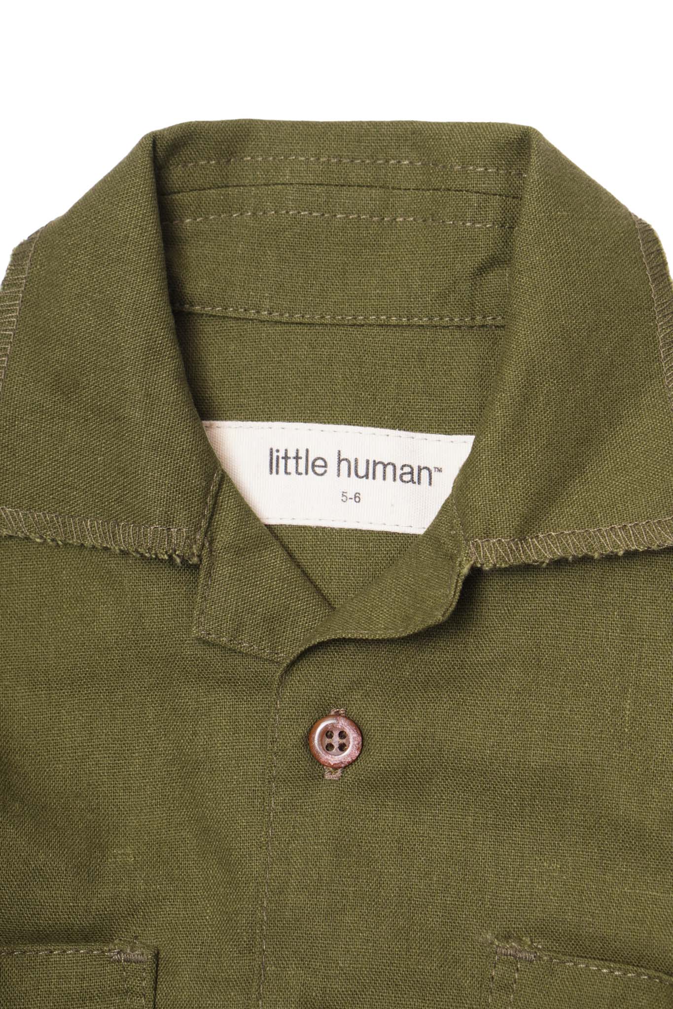 LITTLE HUMAN™ 4 POCKET CUBAN SHIRT IN OLIVE