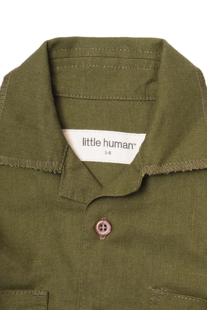 LITTLE HUMAN™ 4 POCKET CUBAN SHIRT IN OLIVE