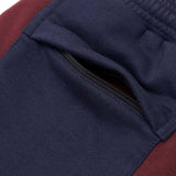 ROGUE SPLIT WIDE PANTS IN BURGUNDY/NAVY