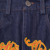 "BURNING STALLION" DOUBLE KNEE PHAT SHORTS IN DENIM SLATE