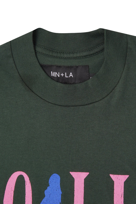 "CALL ME" TEE IN HUNTER GREEN
