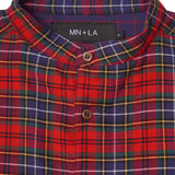 MANDARIN L/S SHIRT IN CRIMSON NAVY PLAID
