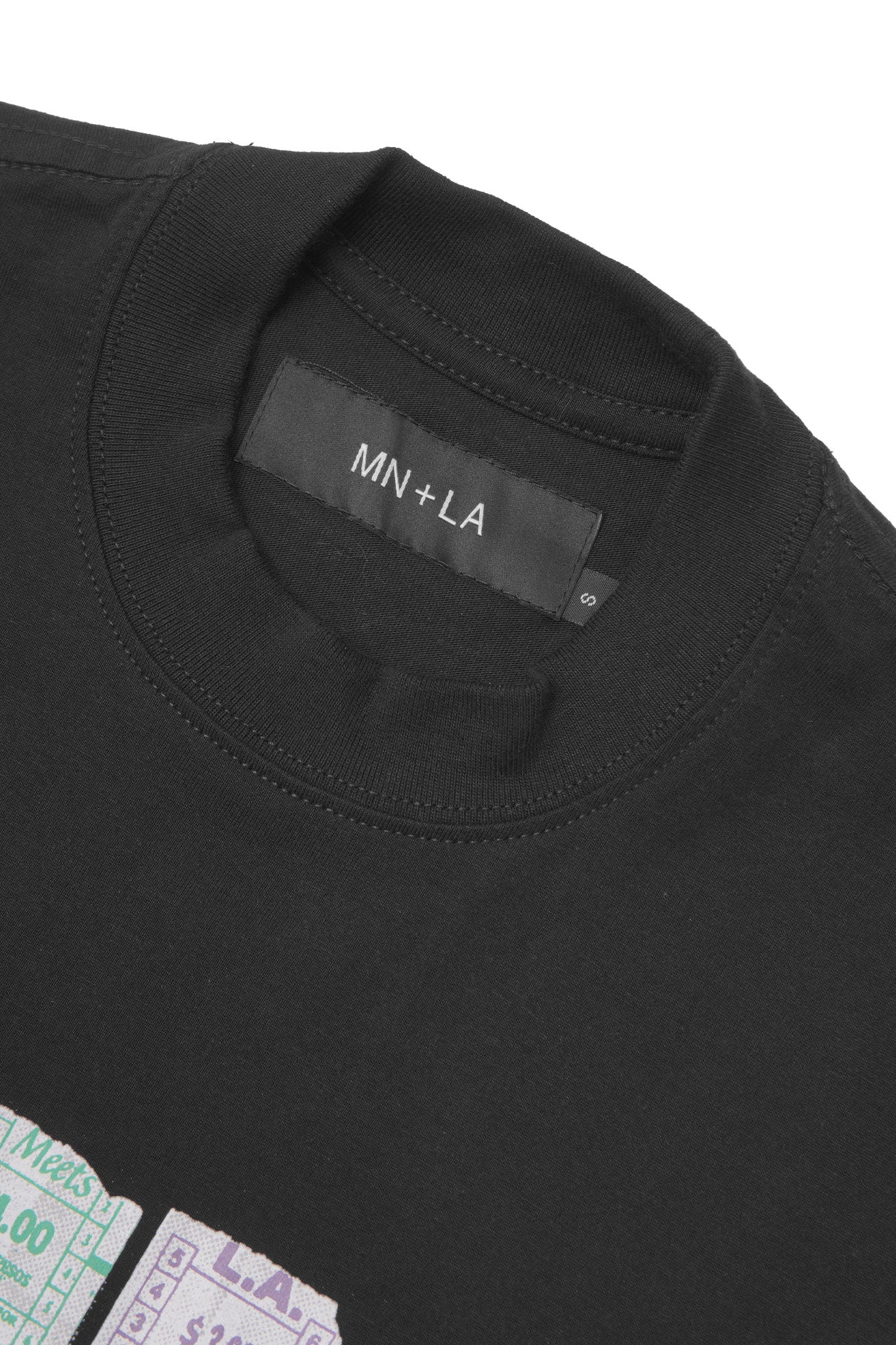 "BUS TIX" TEE IN CAVIAR