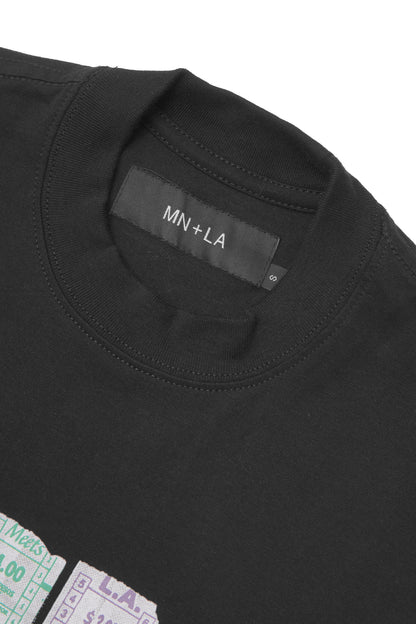 "BUS TIX" TEE IN CAVIAR