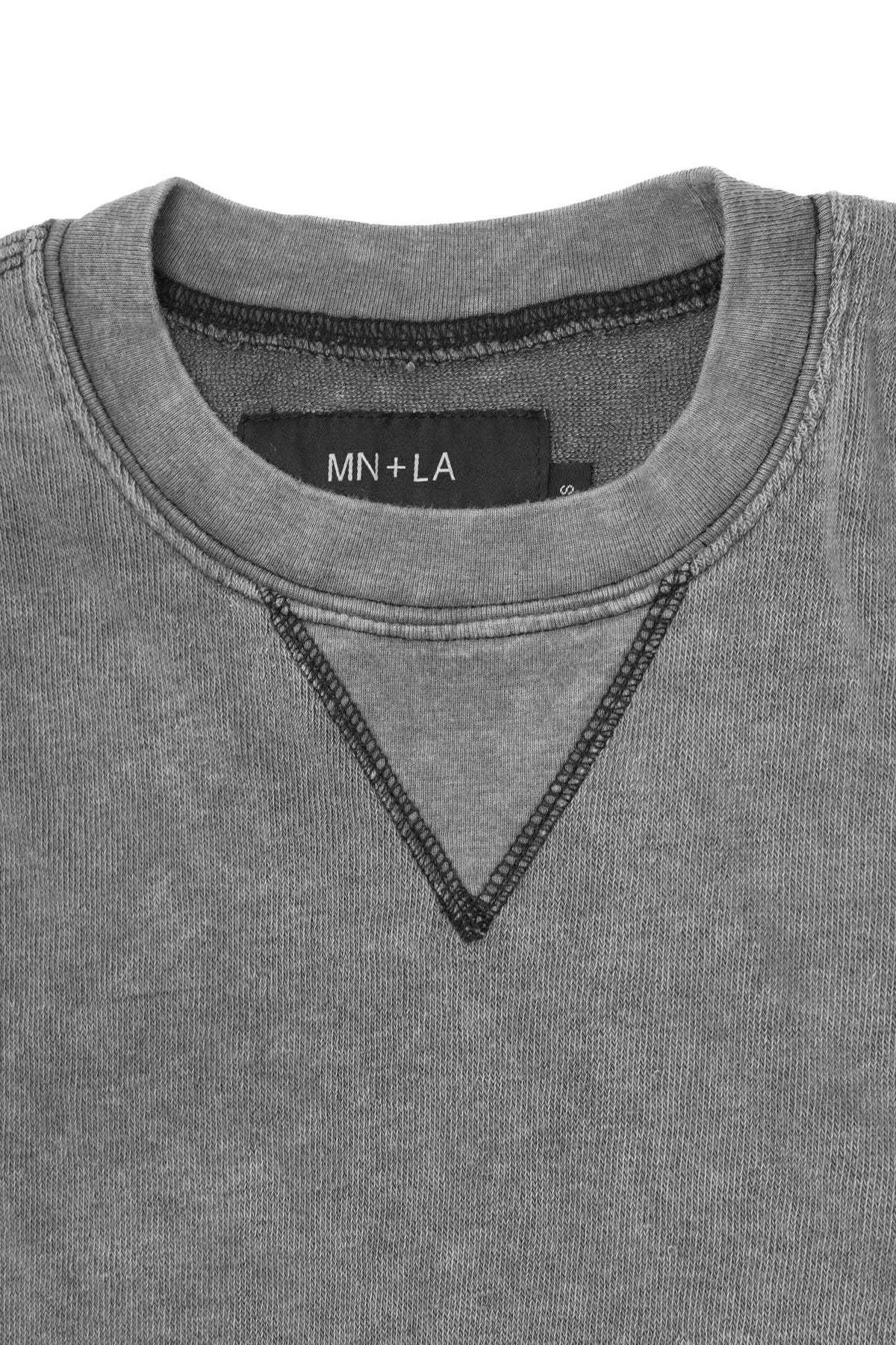REVERSE TOWEL MILITIA MOCK NECK TEE IN CEMENT