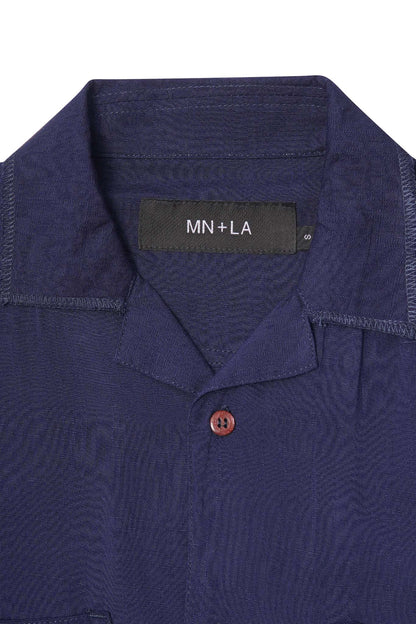 4 POCKET CUBAN SHIRT IN COBALT BLUE