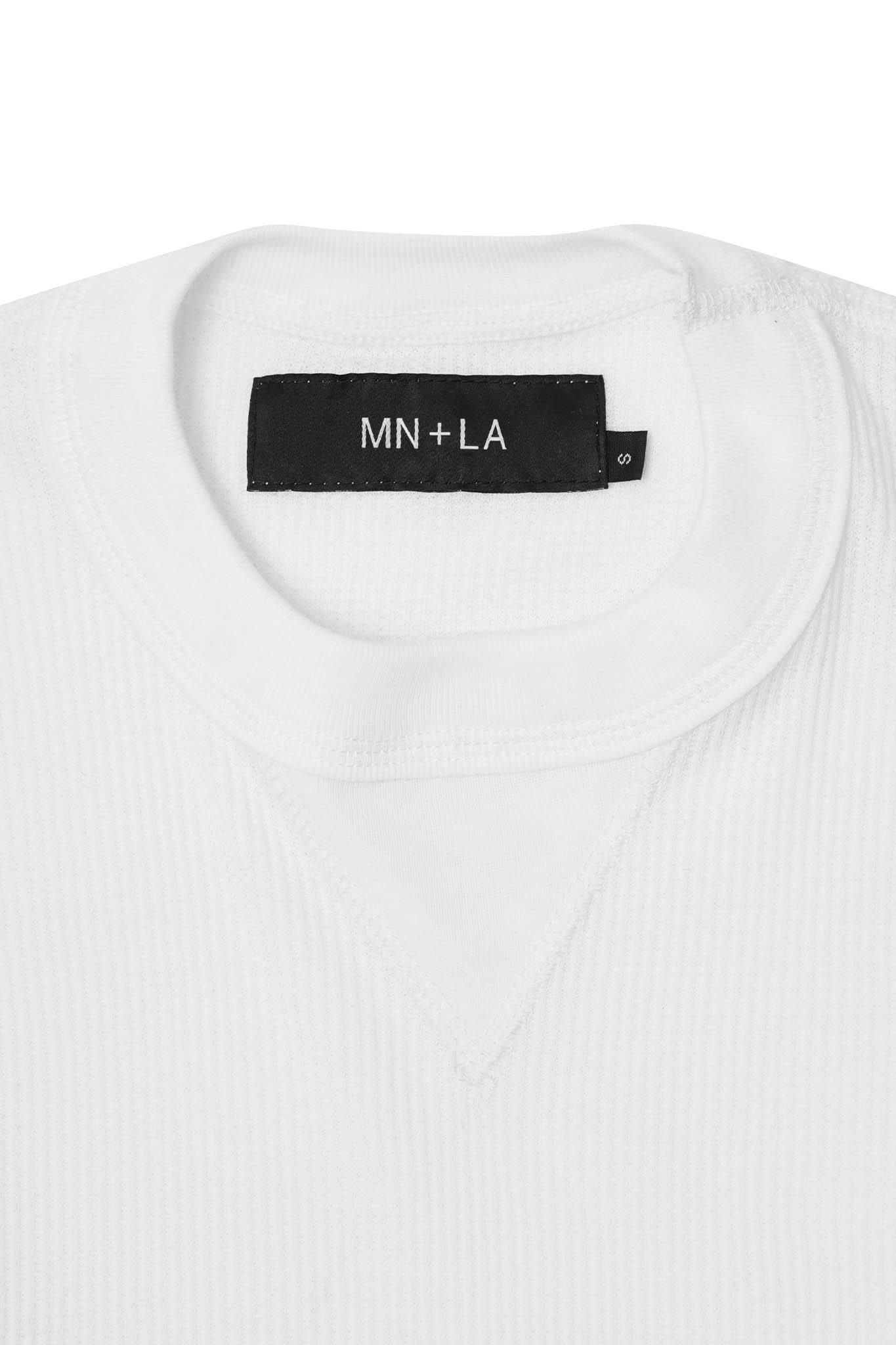 MILITIA MOCK NECK WAFFLE TEE IN WHITE