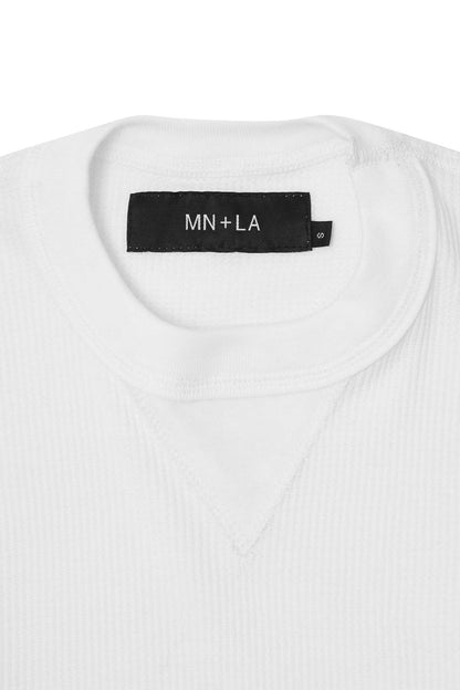 MILITIA MOCK NECK WAFFLE TEE IN WHITE