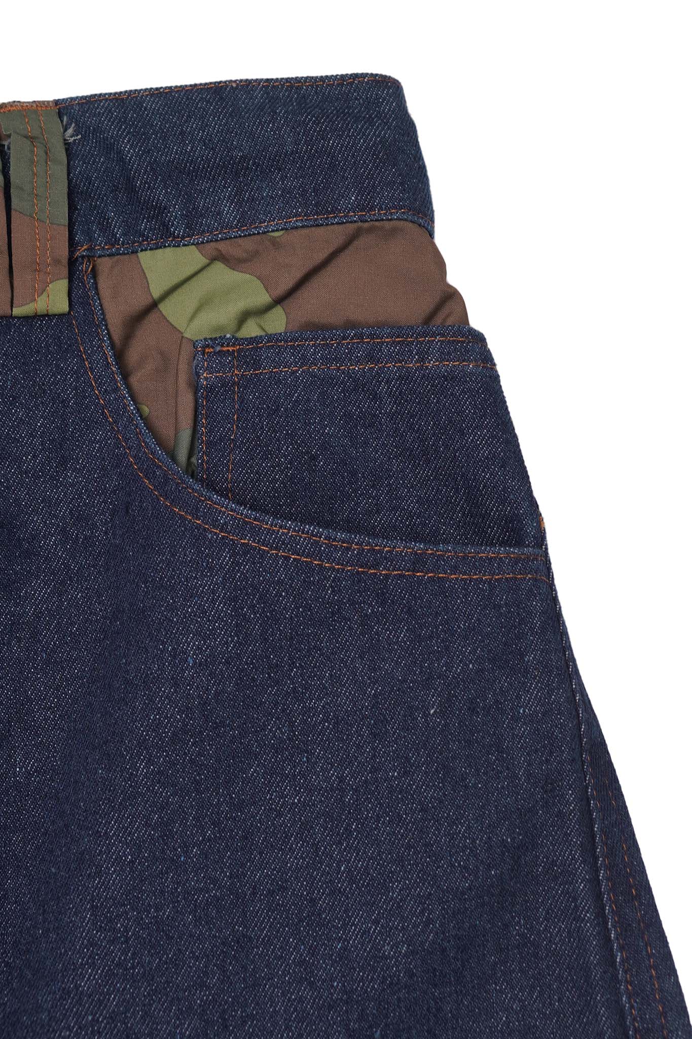 M+ DOUBLE KNEE PHAT PANTS IN DENIM CAMO