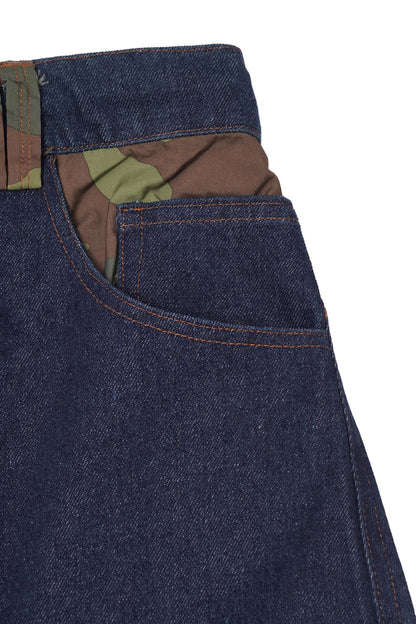 M+ DOUBLE KNEE PHAT PANTS IN DENIM CAMO