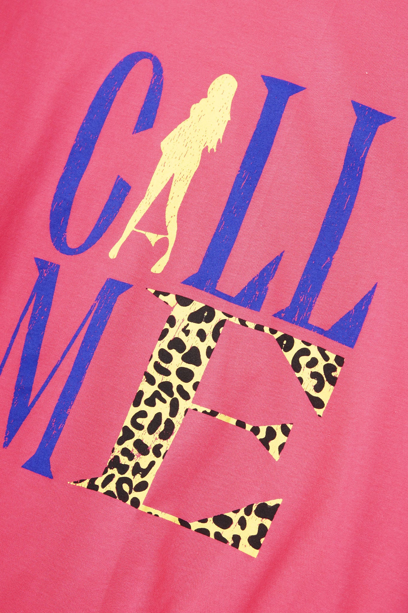 "CALL ME" TEE IN STATIC PINK
