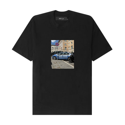 "POLIZIA" TEE IN ANTHRACITE