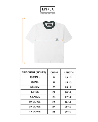"33" TEE IN WHITE/HUNTER GREEN