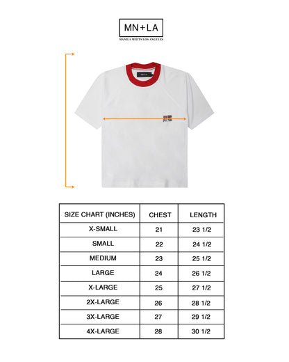 "33" TEE IN CARMINE/NAVY