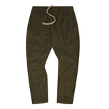 OLIVE TOWEL TERRY RAW FINISH PLEATED LOUNGE PANTS