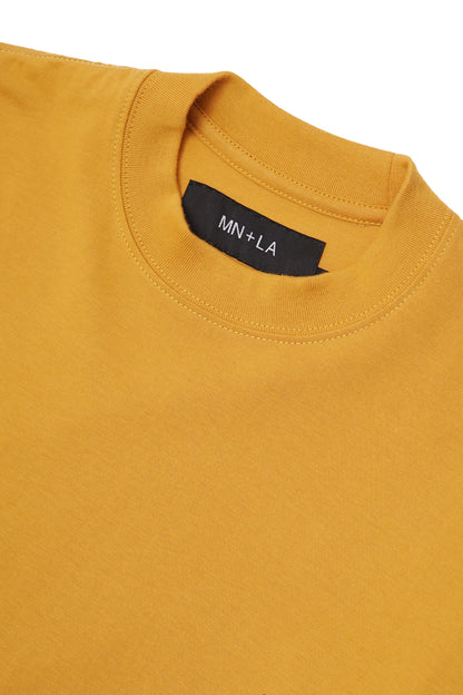 "OUTDOOR EXPLORATION" MULTI LOGO TEE IN MUSTARD