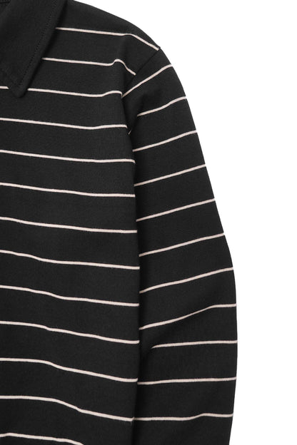 LITTLE HUMAN™ STRIPED RUGBY L/S TEE IN ANTHRACITE/BONE