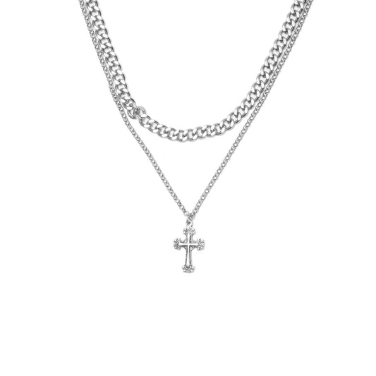 INRI STEEL PENDANT W/ MULTI CHAIN