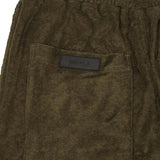 OLIVE TOWEL TERRY RAW FINISH LOUNGE PANTS