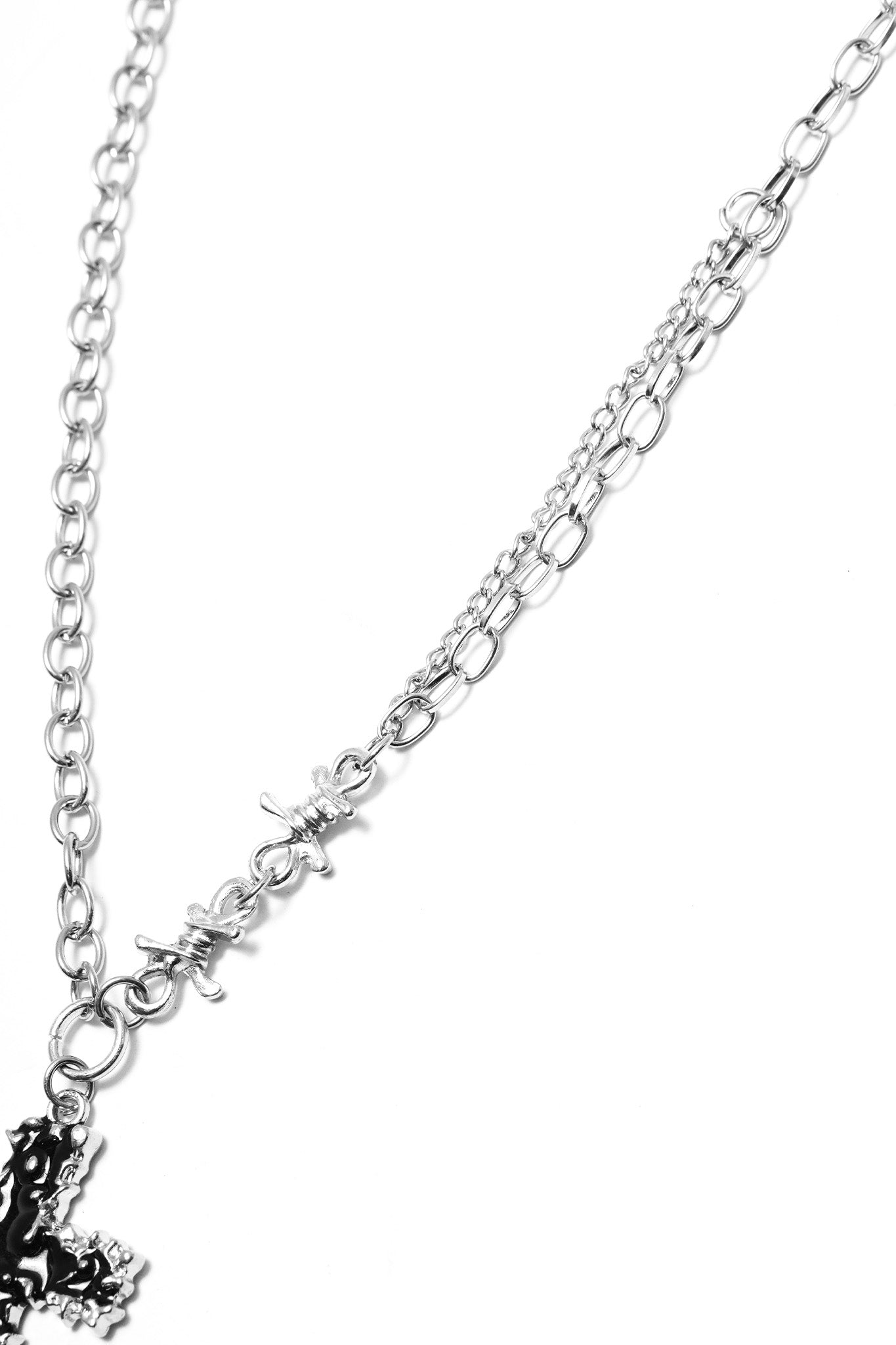 ONYX CROSS PENDANT W/ MULTI CHAIN