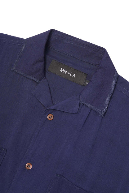 4 POCKET CUBAN SHIRT IN COBALT BLUE