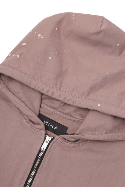 "HITTER" PAINTER'S ZIP HOODIE IN MAUVE