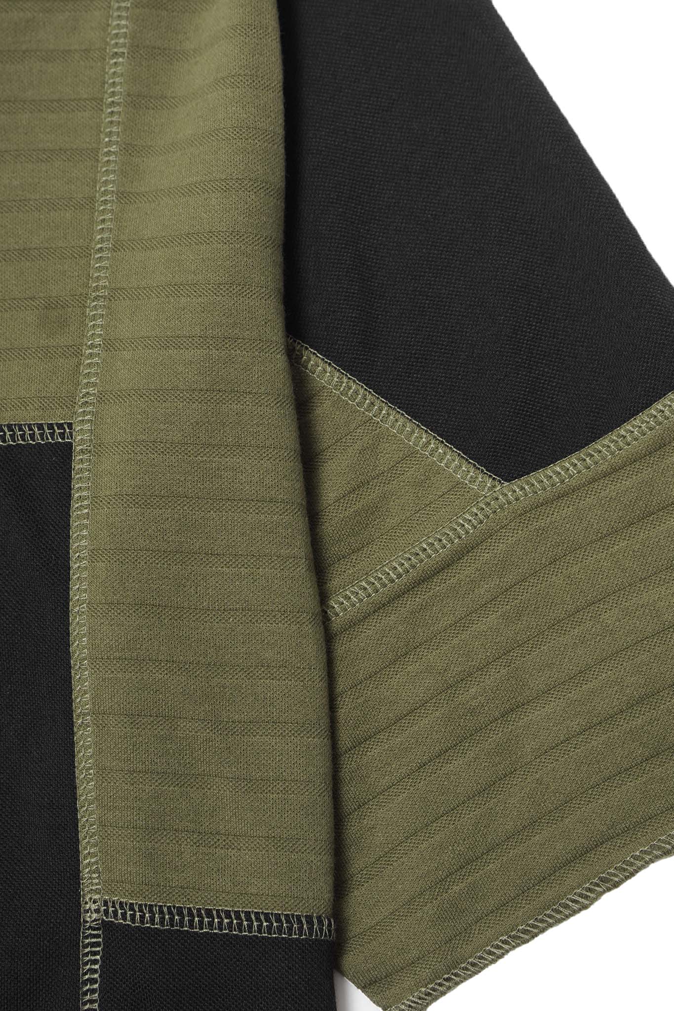 NEEDLEWORK MOCK NECK TEE IN FIELD OLIVE