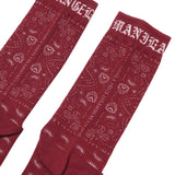 "PEACE PAISLEY" BANDANA SOCK IN BLOOD RED