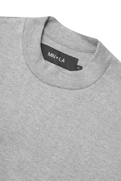 MOCK NECK TEE IN HEATHER GREY