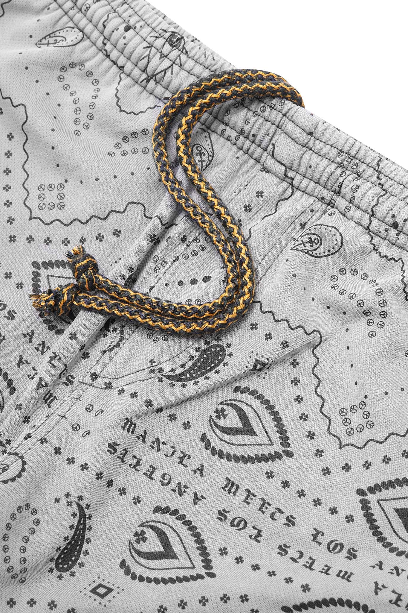 PEACE PAISLEY COURT SHORTS IN STEEL