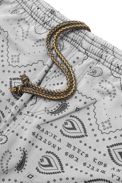 PEACE PAISLEY COURT SHORTS IN STEEL