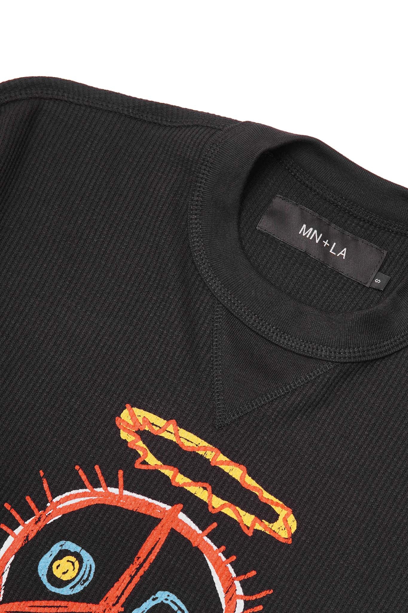 "PEACE THROUGH CHAOS" WAFFLE TEE IN ANTHRACITE
