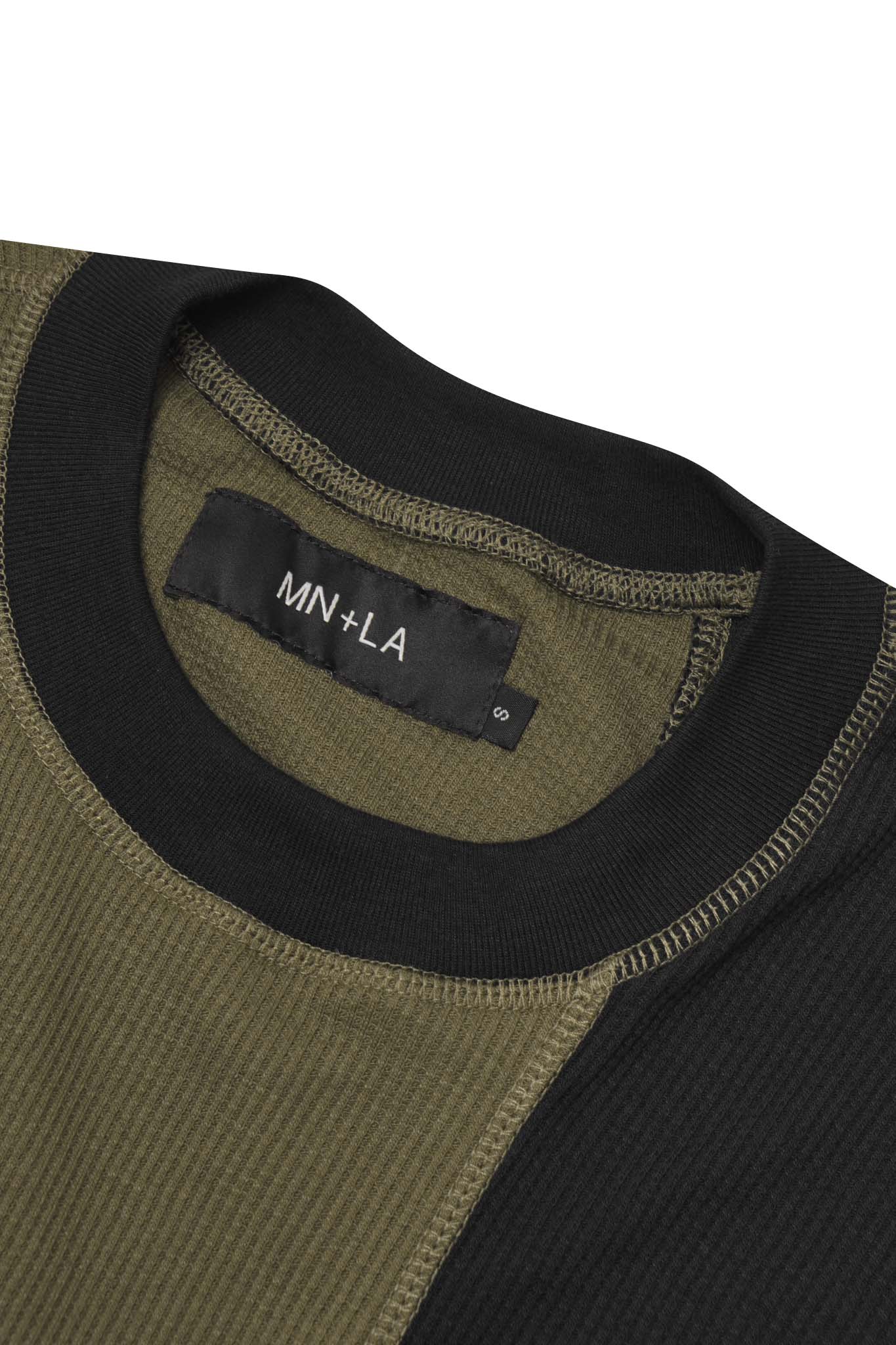 PATCHWORK MOCK NECK WAFFLE TEE IN TERRAIN