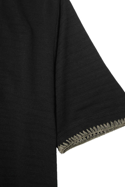 INCA PIQUE MOCK NECK TEE IN CAVIAR