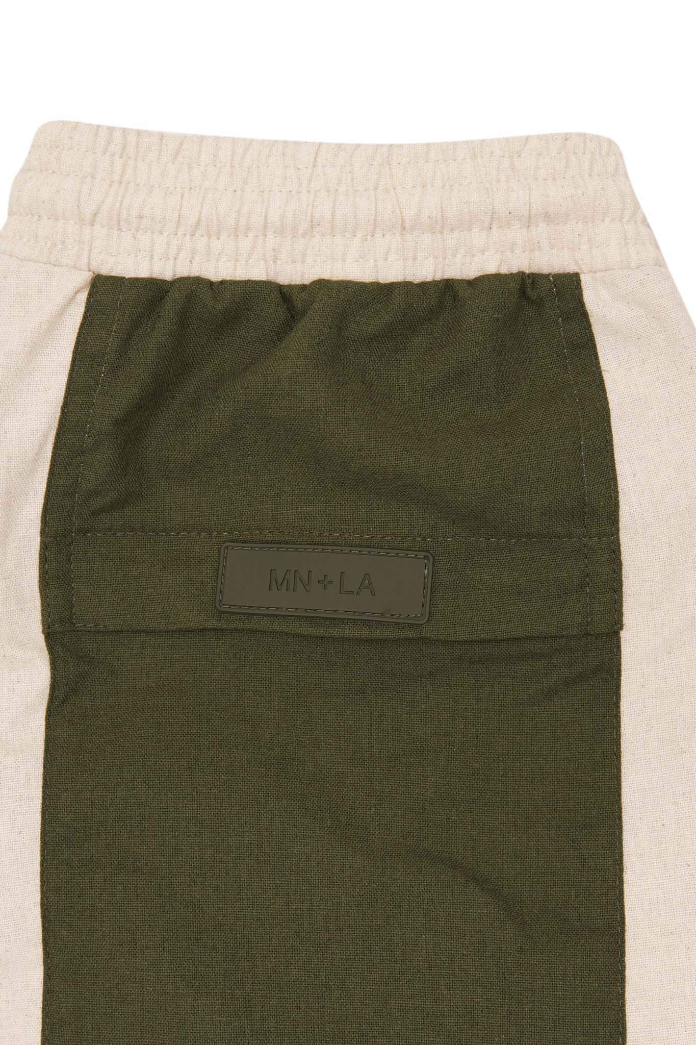 LINEN PLEATED WIDE PANTS IN OAT/OLIVE